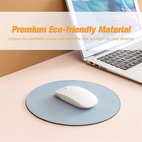 img 3 attached to 🖱️ Enhance Your Workspace with Circle Mouse Pad: 9" PU Leather, Waterproof, Non-Slip, Stitched Edge Mouse Mat for Laptop PC/Computer Desktop Office Work Home Gaming Wireless Mouse (Color #36)