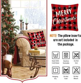 img 1 attached to 🎄 Add Festive Flair to Your Home with Christmas Pillow Covers: Set of 4 Red and Black Buffalo Plaid Cushion Cases - 18x18 Inch - Perfect Winter Holiday Decorations for Farmhouse Home Couch