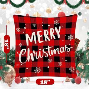 img 3 attached to 🎄 Add Festive Flair to Your Home with Christmas Pillow Covers: Set of 4 Red and Black Buffalo Plaid Cushion Cases - 18x18 Inch - Perfect Winter Holiday Decorations for Farmhouse Home Couch