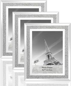 img 4 attached to Фоторамка Meetart Sparkle Crystal Silver Glitter Mirror Glass 5x7 🌟 (Набор из 3 шт.) – Элегантное и ослепительное украшение для ваших драгоценных воспоминаний