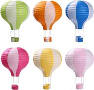 🎈 striped hot air balloon paper lanterns: 6-pack for wedding, birthday, engagement, christmas party decoration логотип