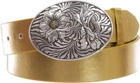 img 1 attached to Sunflower Engraving Buckle Leather Black Women's Accessories for Belts