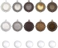 🔮 50pcs 20mm pendant trays kit by ph pandahall - 25pcs flat round pendant trays bezel in 5 vibrant colors and 25pcs clear glass cabochon dome tiles - perfect for diy wedding bouquet photo charm jewelry making logo