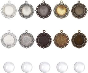 img 4 attached to 🔮 50pcs 20mm Pendant Trays Kit by PH PandaHall - 25pcs Flat Round Pendant Trays Bezel in 5 Vibrant Colors and 25pcs Clear Glass Cabochon Dome Tiles - Perfect for DIY Wedding Bouquet Photo Charm Jewelry Making