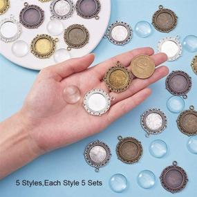 img 2 attached to 🔮 50pcs 20mm Pendant Trays Kit by PH PandaHall - 25pcs Flat Round Pendant Trays Bezel in 5 Vibrant Colors and 25pcs Clear Glass Cabochon Dome Tiles - Perfect for DIY Wedding Bouquet Photo Charm Jewelry Making