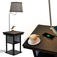 💡 brightech madison - modern narrow nightstand with wireless charging, usb port, and led lamp - classic black design for living rooms логотип