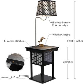 img 3 attached to 💡 Brightech Madison - Modern Narrow Nightstand with Wireless Charging, USB Port, and LED Lamp - Classic Black Design for Living Rooms