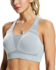 img 3 attached to 🏋️ QUANTUMAX Sports Bra for Women - High Elastic Racerback Seamless Supportive Bra for Outdoor Workouts, Running, Yoga, and Daily Exercise