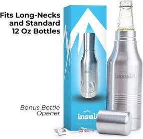 img 1 attached to The Ultimate Insul8 Beer Bottle Cooler: 12 oz. Double Wall Insulated Stainless Steel Holder for Long-Neck and Standard Bottles - Includes Bonus Bottle Opener Keyring and Stylish Gift Box