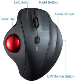 img 2 attached to Улучшенная беспроводная трекбол-мышь SANWA Bluetooth с эргономичным дизайном, оптическим вертикальным роликом, бесшумными кнопками, регулируемым DPI (600/800/1200/1600), совместимая с MacBook, Windows, macOS, iPad, Android, iOS, Chrome OS.
