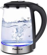 🔥 topwit glass electric kettle - upgraded 2.0l water warmer with fast heating, stainless steel lid & bottom, auto shut-off & boil dry protection logo