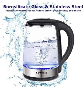 img 3 attached to 🔥 Topwit Glass Electric Kettle - Upgraded 2.0L Water Warmer with Fast Heating, Stainless Steel Lid & Bottom, Auto Shut-Off & Boil Dry Protection