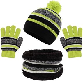 img 4 attached to Winter Fleece Beanie Mittens for Toddler Boys - Essential Cold Weather Accessories