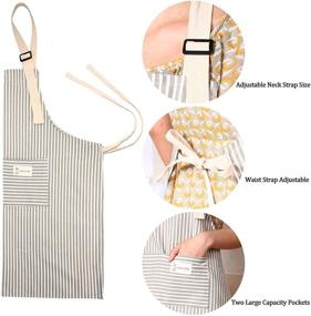 img 2 attached to 👩 Linen Cooking Apron Set - Adjustable Kitchen Chef Aprons for Both Women and Men, with Convenient Pocket