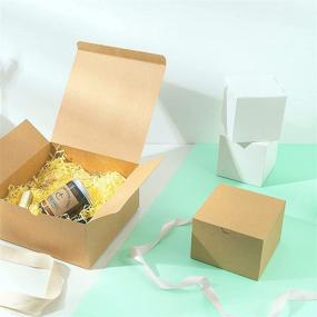 img 1 attached to 🎁 Коричневые крафт-коробки для подарков Eupako с крышками - 5x5x3.5" (25 штук) - идеально подходят для подарков, ремесел, свадеб, дней рождения, вечеринок, кексы