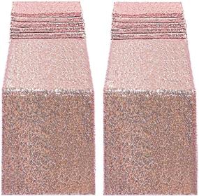 img 4 attached to 💖 Rose Gold Sequin Table Runners - Glittery 12 x 108 Inch Decorations for Wedding, Birthday, Bachelorette, Baby Shower Parties (2pcs)