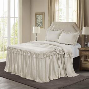 img 4 attached to 🛏️ HIG Camel Ruffle Skirt Bedspread Set King - Stylish Dust Ruffles & Alina Bedding Collections - 1 Bedspread, 2 Standard Shams (Camel, King)
