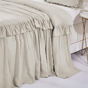img 1 attached to 🛏️ HIG Camel Ruffle Skirt Bedspread Set King - Stylish Dust Ruffles & Alina Bedding Collections - 1 Bedspread, 2 Standard Shams (Camel, King)