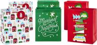 🎁 hallmark 9-inch christmas gift bag bundle (pack of 6): little houses and trees, merriest christmas, vintage van with christmas trees logo