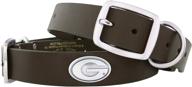 authentic zep-pro georgia bulldogs concho dog collar in medium: brown leather exudes style logo