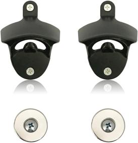 img 4 attached to 🍺 WODEGIFT2PCS Bottle Opener Wall Mounted with Magnetic Cap Catcher - Unique Beer Lovers Gifts(black): Open and Capture Beer Caps with Ease!