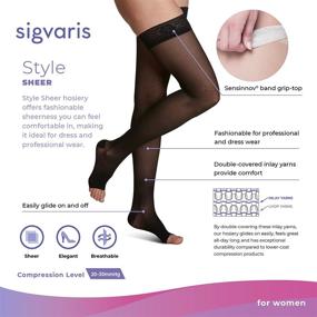 img 3 attached to 👠 SIGVARIS Women’s Style Sheer 780 Open Toe Thigh-Highs with Grip Top - 20-30mmHg Compression for Effective Support