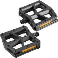 🚴 bicycle platform pedals – marque mtb flat bike pedals with 9/16 inch cr-mo steel spindle, reflectors, large grip surface, suitable for mountain, bmx, and urban bikes – replacement pedals logo