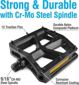 img 1 attached to 🚴 Bicycle Platform Pedals – MARQUE MTB Flat Bike Pedals with 9/16 Inch Cr-Mo Steel Spindle, Reflectors, Large Grip Surface, Suitable for Mountain, BMX, and Urban Bikes – Replacement Pedals