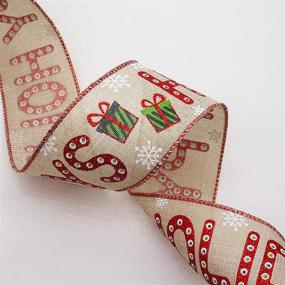 img 1 attached to CT CRAFT LLC 2.5-Inch x 10 Yards Tan Faux Jute Ribbon with Red Holiday Wired Detail for Enhanced SEO