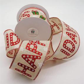 img 3 attached to CT CRAFT LLC 2.5-Inch x 10 Yards Tan Faux Jute Ribbon with Red Holiday Wired Detail for Enhanced SEO