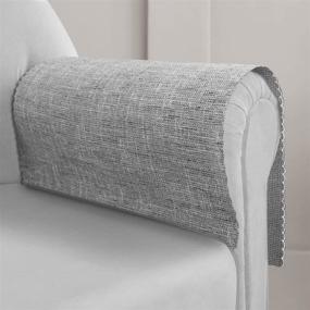 img 4 attached to 🛡️ Protective Grey Linen Sofa Armrest Cover for Recliner - Set of 2, Anti-Slip Slipcover for Pet-Friendly Living Rooms