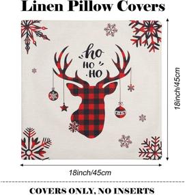 img 2 attached to 🎄 ButyHome Christmas Pillow Covers 18×18 Inch Set of 4 Farmhouse Deer Pillowcase - Black and Red Plaid Linen Throw Pillow Covers for Sofa Couch - Christmas Decorations Cushion Pillow Case for Holiday Decor