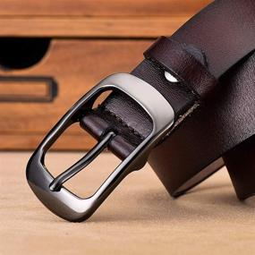 img 1 attached to 🎀 Stylish Women's Genuine Leather Belt with Single Prong Alloy Buckle in Red, Black, and Brown