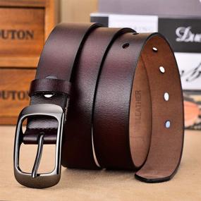 img 2 attached to 🎀 Stylish Women's Genuine Leather Belt with Single Prong Alloy Buckle in Red, Black, and Brown