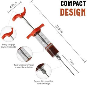 img 1 attached to 🍗 Plastic Marinade Turkey BBQ 1-oz Syringe with 2 Stainless Steel Needles - Meat Injector Kit for Basting & Grilling - Includes 3 Extra O-Rings & 1 Cleaning Brush