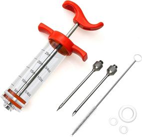 img 4 attached to 🍗 Plastic Marinade Turkey BBQ 1-oz Syringe with 2 Stainless Steel Needles - Meat Injector Kit for Basting & Grilling - Includes 3 Extra O-Rings & 1 Cleaning Brush