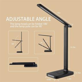 img 1 attached to 💡 Wireless Charging LED Desk Lamp with USB Port, 5 Brightness Settings, Touch Control, Auto Timer, Eye-Friendly Dimmable Table Light for Home Office - Black (Adapter Included)