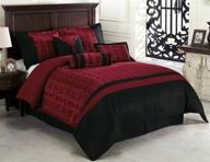 luxurious and bold: chezmoi collection dynasty black red jacquard 7-piece comforter set, california king logo