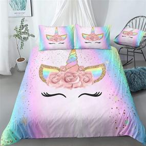 img 3 attached to Enchanting Unicorn Rainbow Printed Bedding for Kids' Home Store