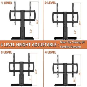 img 2 attached to Height Adjustable Universal TV Stand with Wall Mount for 27-55 inch Screens | Heavy-Duty Tempered Glass Base | Holds up to 110lbs | HT03B-001