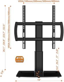 img 1 attached to Height Adjustable Universal TV Stand with Wall Mount for 27-55 inch Screens | Heavy-Duty Tempered Glass Base | Holds up to 110lbs | HT03B-001