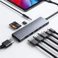 🔌 премиум 9-в-1 usb c hub для ipad pro: 2021/2020/2018 - 12.9/11 дюймов, ipad air 4, док-станция с поддержкой 4k hdmi, usb-c pd зарядкой, считывателем sd/micro карточек, usb 3.0, разъемом для наушников 3,5 мм и передачи данных type c. логотип