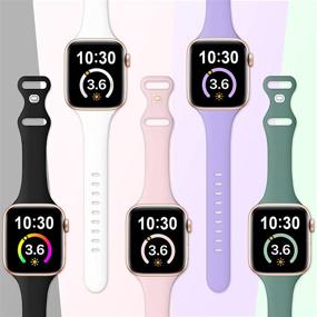 img 3 attached to 📱 Повысьте свой опыт работы с Apple Watch с EOMTAM 5 Pack спортивными узкими браслетами: узкими силиконовыми мягкими заменяемыми ремешками для iWatch Series 7 6 5 4 3 2 1 SE (38MM/40MM/41MM, Цвет1)