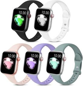 img 4 attached to 📱 Повысьте свой опыт работы с Apple Watch с EOMTAM 5 Pack спортивными узкими браслетами: узкими силиконовыми мягкими заменяемыми ремешками для iWatch Series 7 6 5 4 3 2 1 SE (38MM/40MM/41MM, Цвет1)