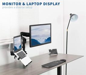 img 3 attached to 🖥️ VIVO Dual Arm Monitor + Laptop Mount: Versatile 17-32 inch Screens, 10-15.6 inch Laptops / Pneumatic Height Adjustment, Full Articulating Tilt, Swivel / Heavy Duty VESA Stand, STAND-V102L
