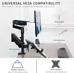 img 2 attached to 🖥️ VIVO Dual Arm Monitor + Laptop Mount: Versatile 17-32 inch Screens, 10-15.6 inch Laptops / Pneumatic Height Adjustment, Full Articulating Tilt, Swivel / Heavy Duty VESA Stand, STAND-V102L