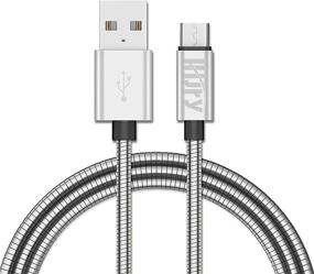 img 4 attached to 🔌 Silver Metal Braided Micro USB Charger Cable, 6.6ft Fast Sync & Charging Cord for Android, Samsung, HTC, LG, Motorola, Xbox One, PS4, Sony, and More