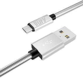 img 3 attached to 🔌 Silver Metal Braided Micro USB Charger Cable, 6.6ft Fast Sync & Charging Cord for Android, Samsung, HTC, LG, Motorola, Xbox One, PS4, Sony, and More