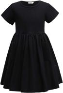 👗 stylish trikalor girls a-line pleated dress: short sleeve, solid color, with pockets for casual wear logo