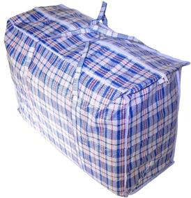 img 1 attached to 🧺 Super Giant Jumbo Laundry Storage Transport Bags - Set of 3 with Zipper & Handles, Size 28"H x 30"L x 7"W, Colors Vary (Blue/Red/Black/White Check Design)